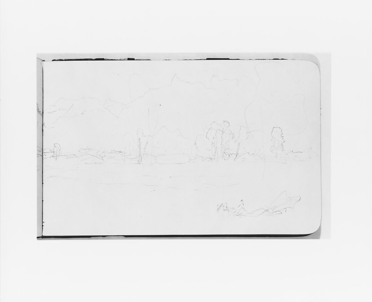 Mountain Landscape Sketch (from Sketchbook), Albert Bierstadt (American, Solingen 1830–1902 New York), Graphite on wove paper, American 