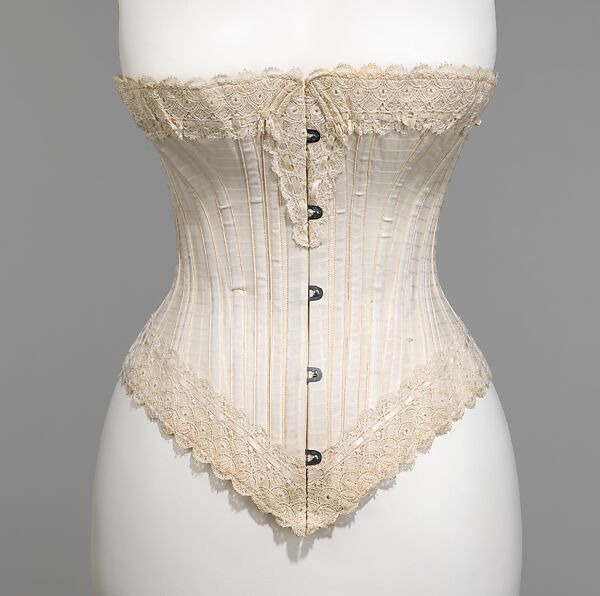 Corset, Worcester Corset Company (American, 1872–1901), cotton, metal, bone, American 