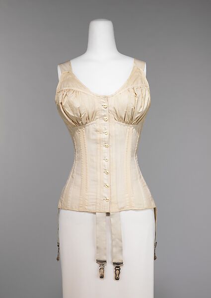 Corset, Ferris Brothers Company (American, founded 1878), cotton, bone, metal, elastic, American 
