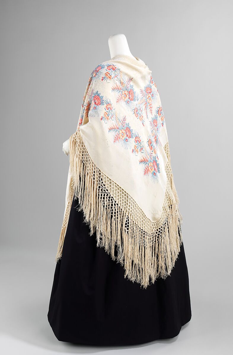 Shawl, silk, probably French 