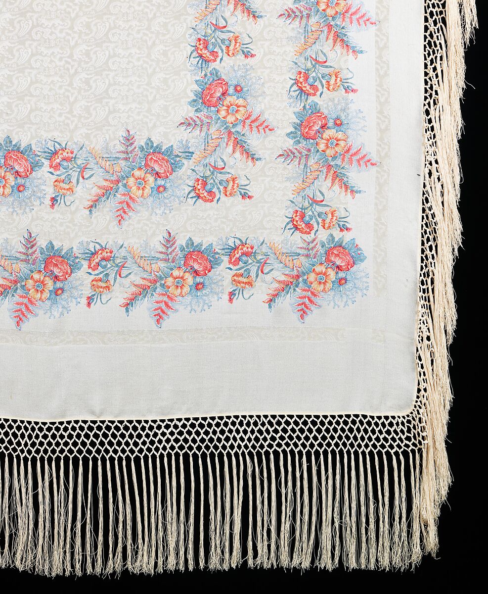Shawl, silk, probably French