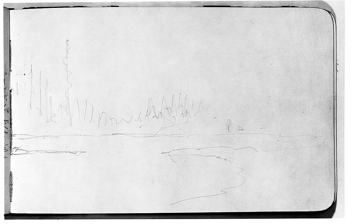 Landscape Sketch (from Sketchbook), Albert Bierstadt (American, Solingen 1830–1902 New York), Graphite on wove paper, American 