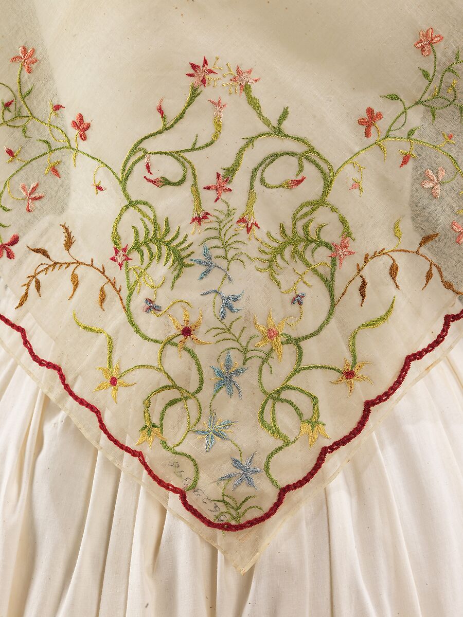 Fichu, cotton, silk, American