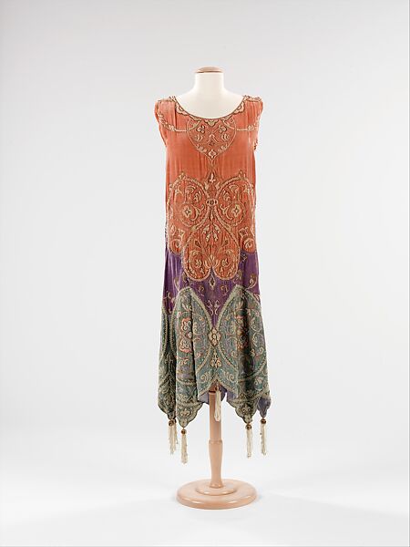 Evening dress, Callot Soeurs (French, active 1895–1937), silk, metal, pearl, French 