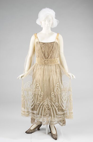 Wedding ensemble, Mademoiselle Willets, silk, metal, bugle beads, pearl, wax, American