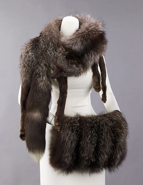 Accessory set, fur, silk, American 