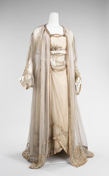 Evening ensemble, silk, metal, French 