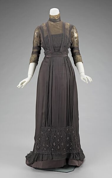 Dinner dress, House of Paquin (French, 1891–1956), silk, metal, French 