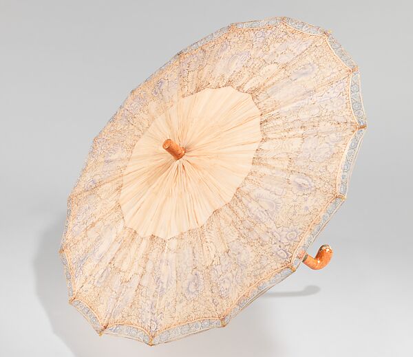 Parasol, silk, wood, metal, plastic, leather, American 