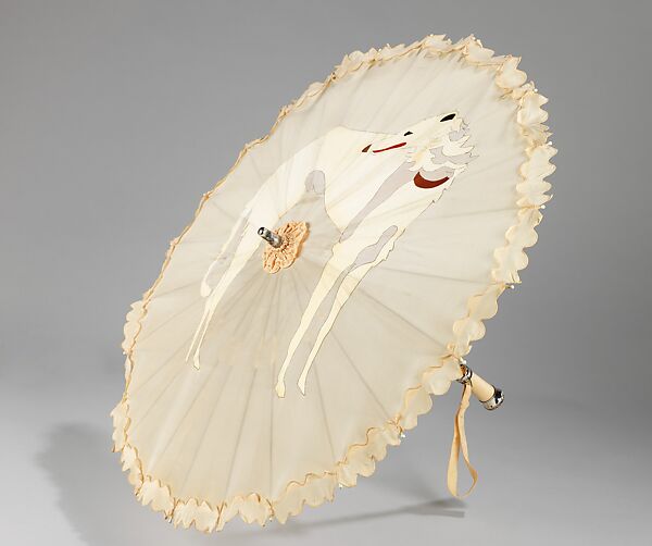 Parasol, silk, leather, wood, metal, synthetic, Italian 