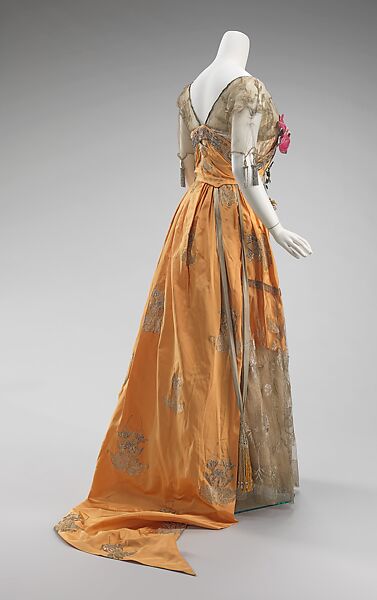 Evening dress, House of Worth (French, 1858–1956), silk, metal, rhinestones, French