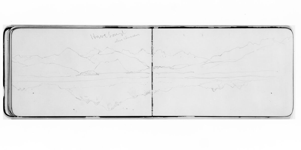 Howe Sound, Above Vancouver (from Sketchbook), Albert Bierstadt (American, Solingen 1830–1902 New York), Graphite on wove paper, American