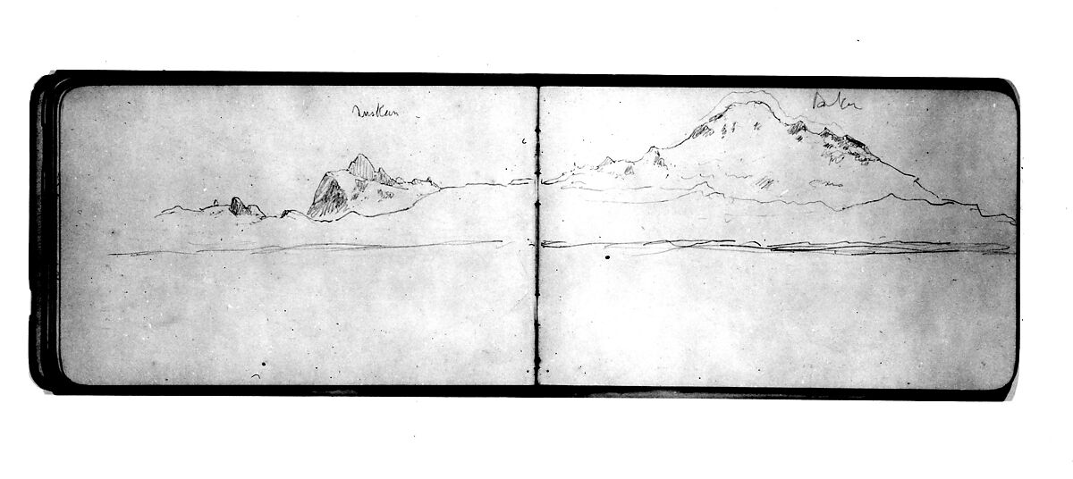 View of Mount Suskan  (from Sketchbook), Albert Bierstadt (American, Solingen 1830–1902 New York), Graphite on wove paper, American