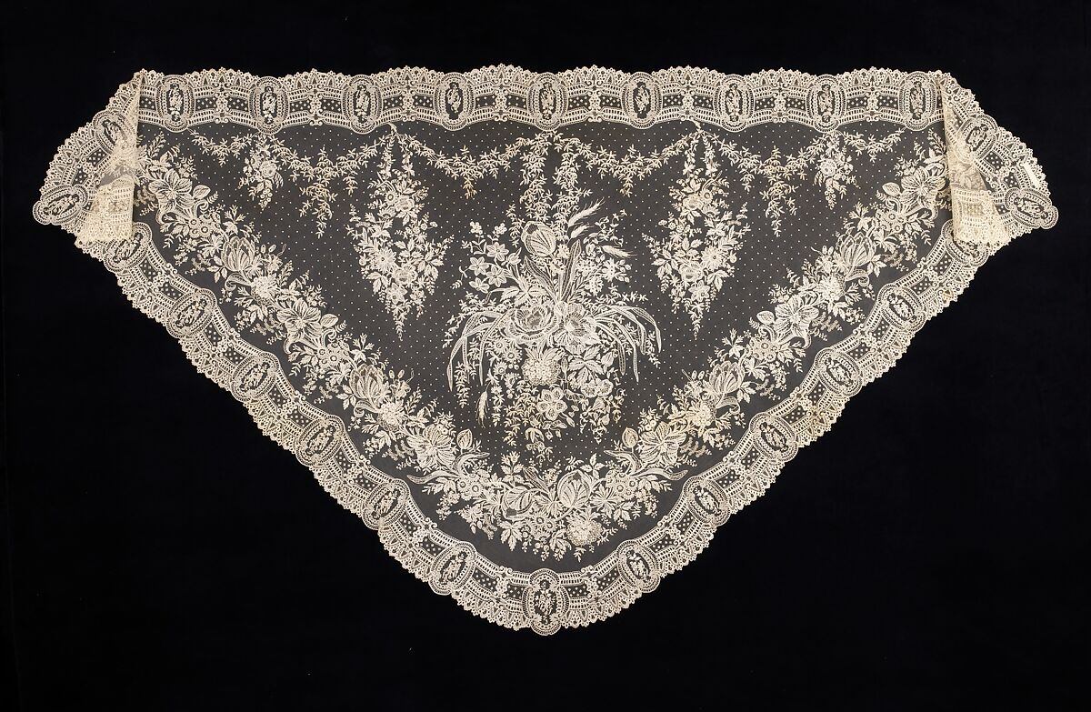 Shawl, linen, silk, Belgian 