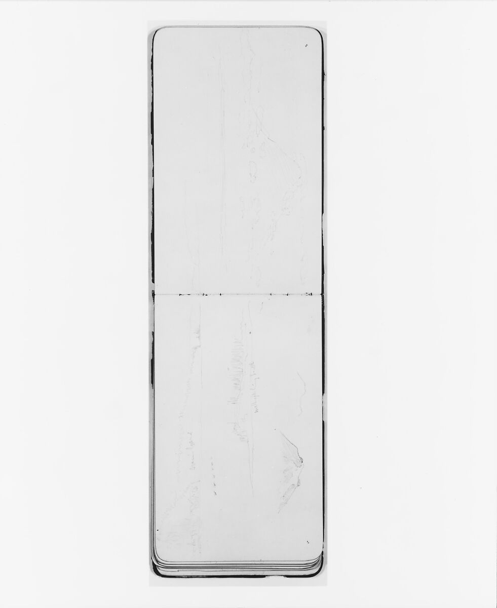 Sketches of Landscape Views after Leaving Seattle (from Sketchbook), Albert Bierstadt (American, Solingen 1830–1902 New York), Graphite on wove paper, American