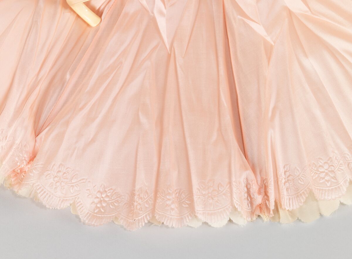 Parasol, silk, ivory, metal, American