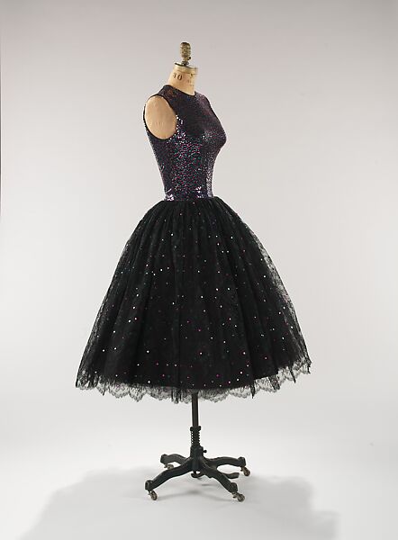 Evening dress, Norman Norell (American, Noblesville, Indiana 1900–1972 New York), synthetic fiber, silk, plastic, American 