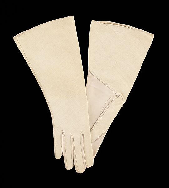 Gauntlets, cotton, leather, French 