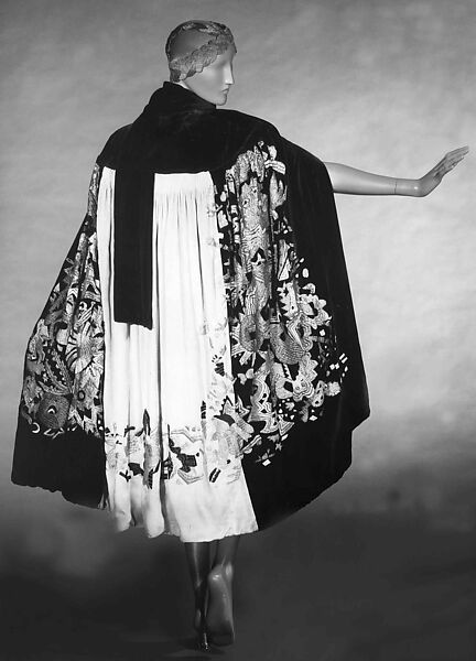 Evening cape, Myrbor (French, 1922–1936), silk, metal, French