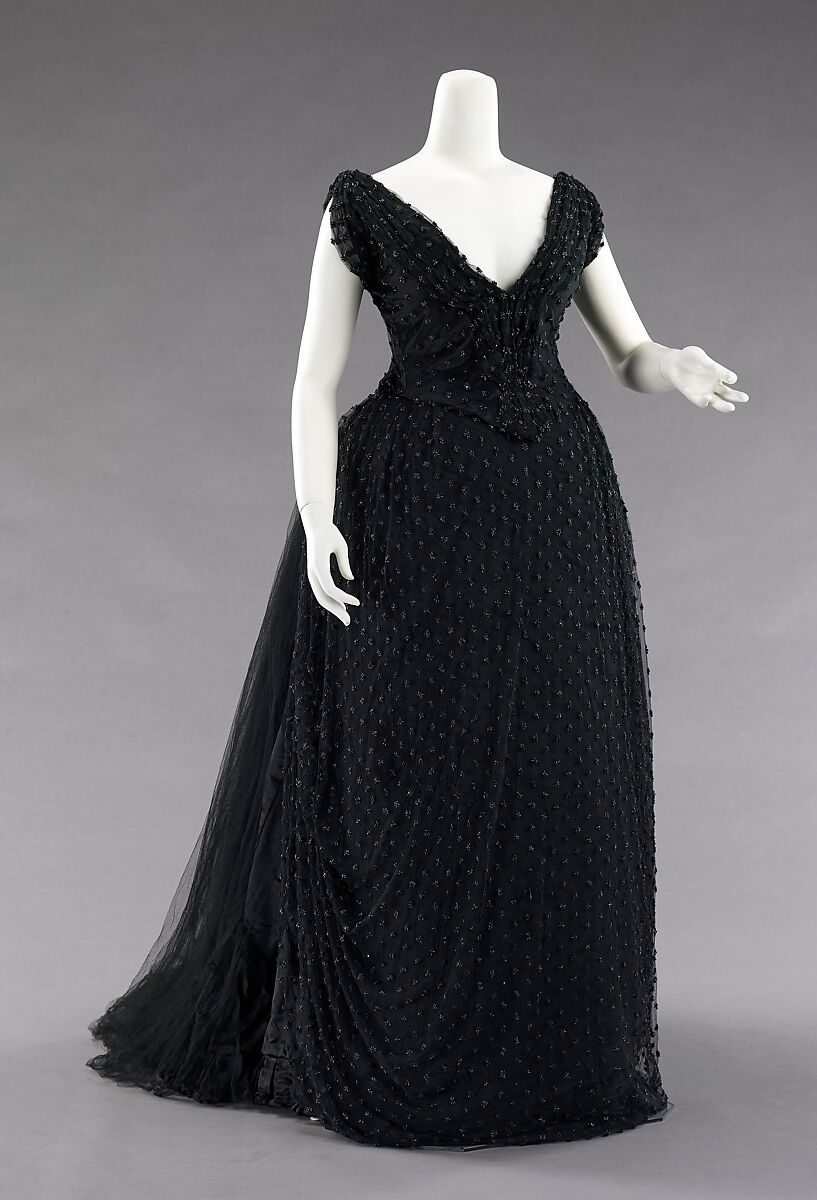 Evening dress, Hoschedé Rebours, silk, French 