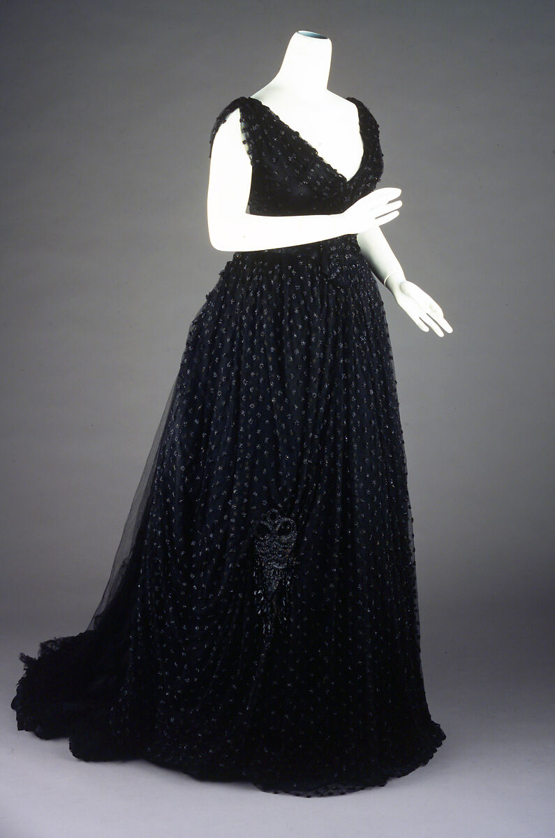 Evening dress, Hoschedé Rebours, silk, French