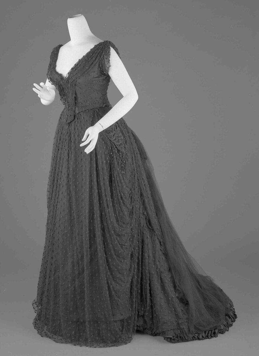 Evening dress, Hoschedé Rebours, silk, French