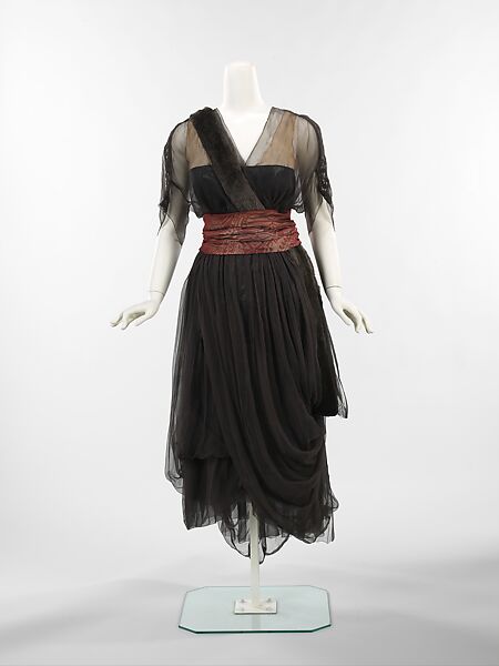 Dinner dress, House of Drécoll (French, founded 1902), silk, fur, French 