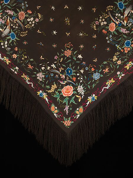 Shawl, silk, Chinese