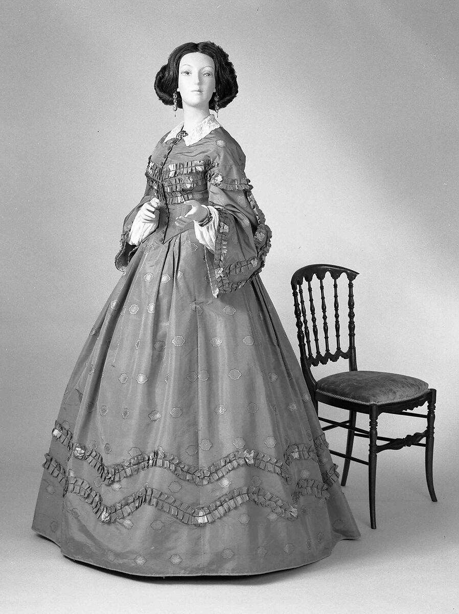 Afternoon dress, silk, cotton, wool, American