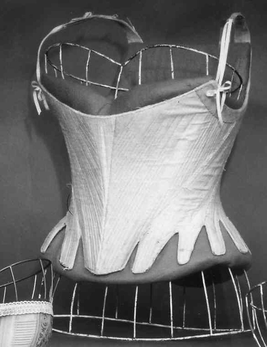 Corset, linen, leather, whalebone, American
