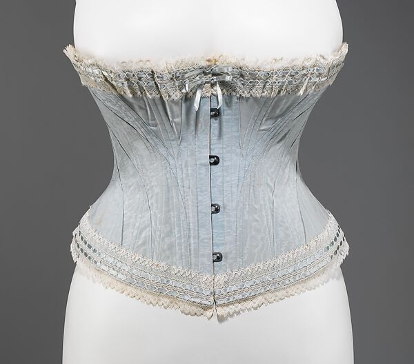 Corset, silk, metal, American 