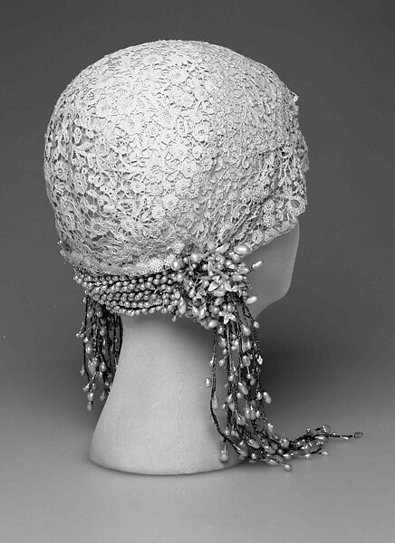 Wedding cloche, linen, wax, metal, French