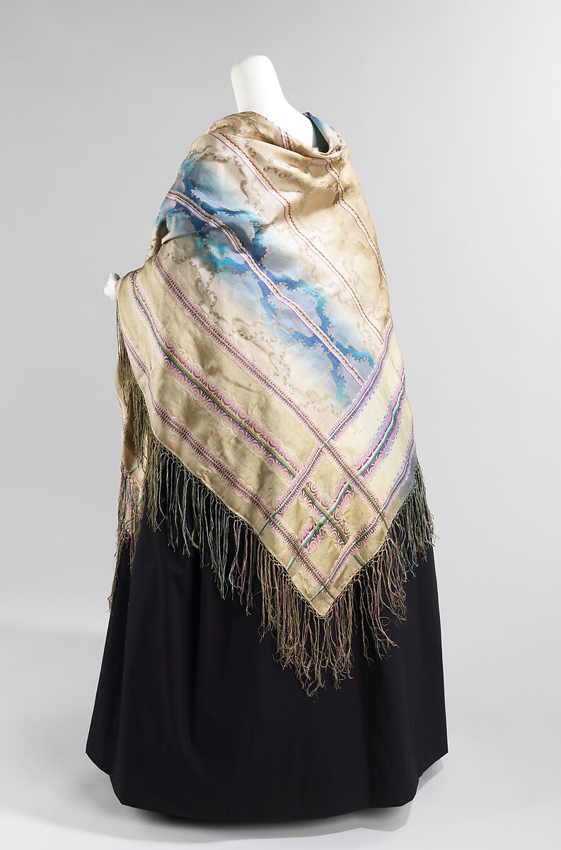 Shawl, silk, probably American 