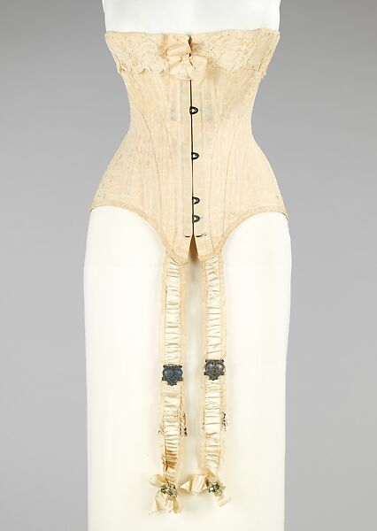 Wedding corset, (attributed) Lord &amp; Taylor (American, founded 1826), silk, bone, metal, elastic, American 