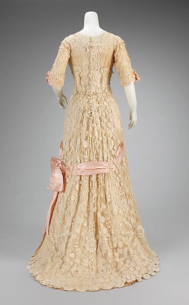 Afternoon dress, cotton, silk, probably French