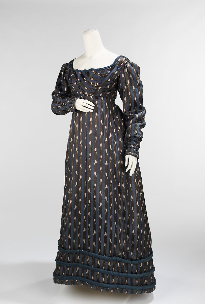 Dinner dress, silk, cotton, British 