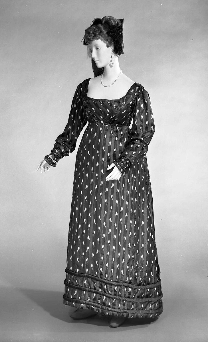 Dinner dress, silk, cotton, British