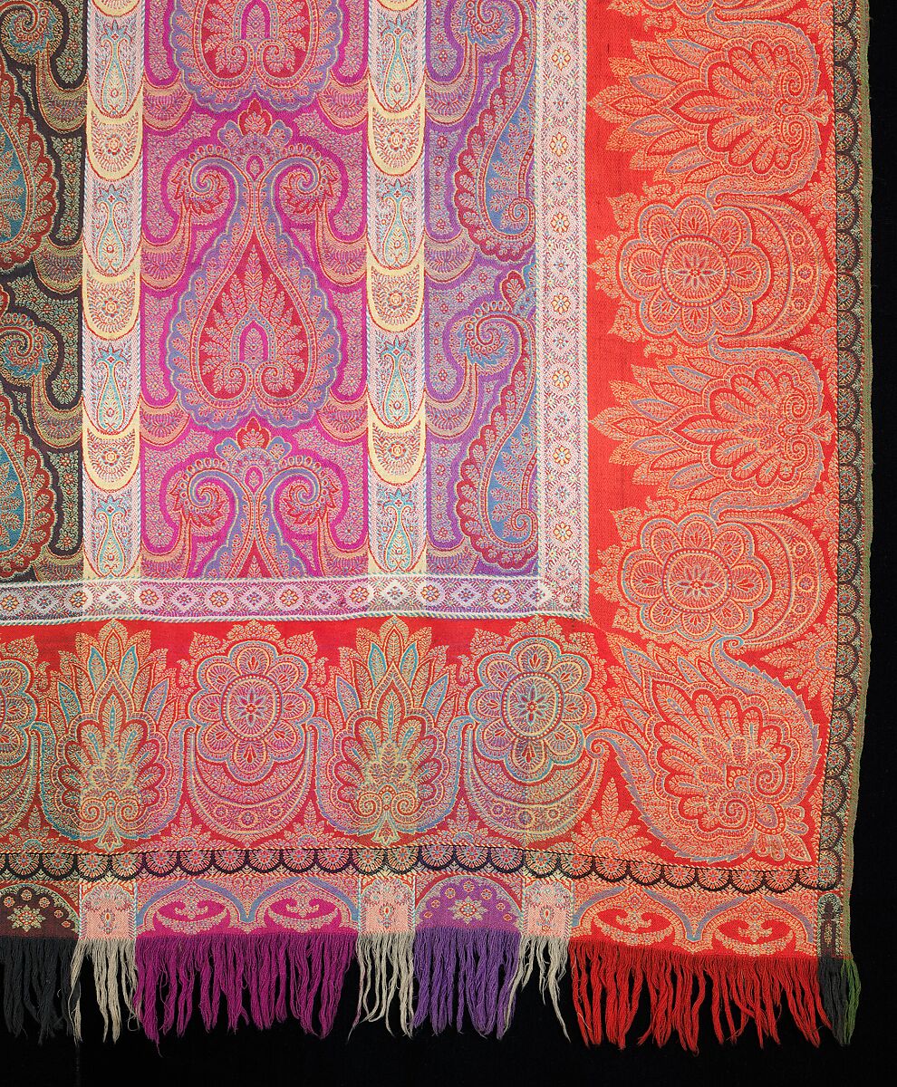 Shawl, wool, silk, probably French