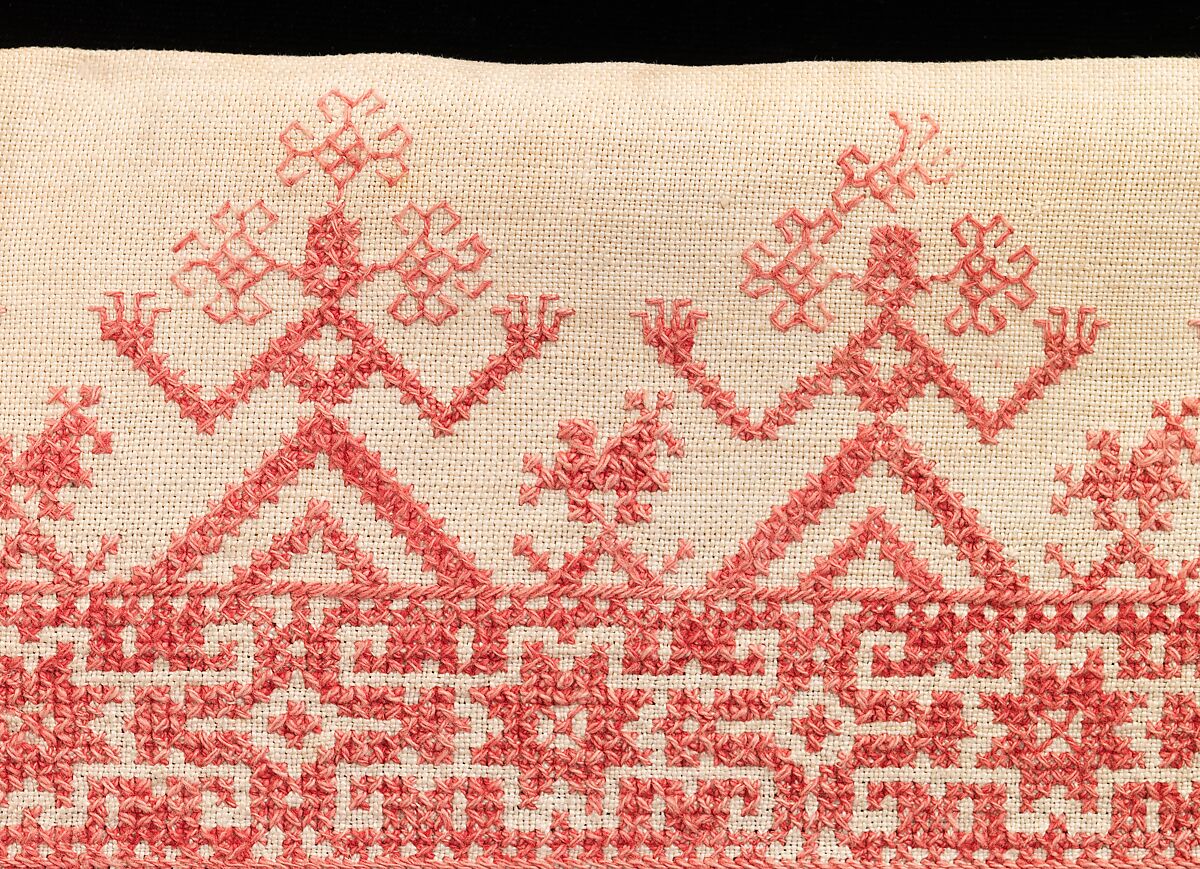 Bed curtain border, Linen, cotton, Russian