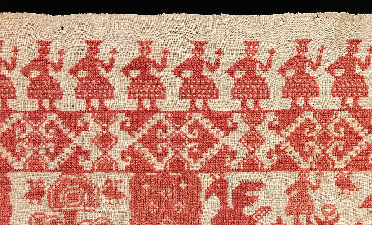 Bed curtain border, Linen, cotton, Russian