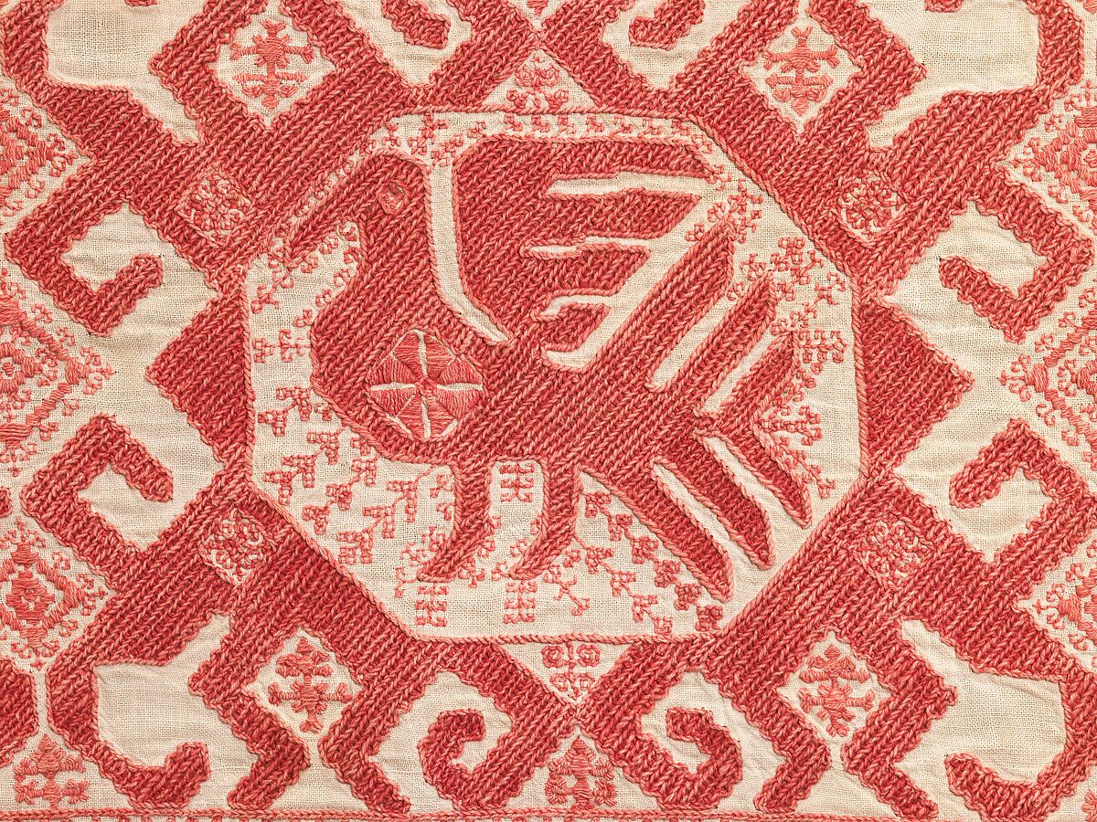 Bed curtain border, Linen, cotton, Russian