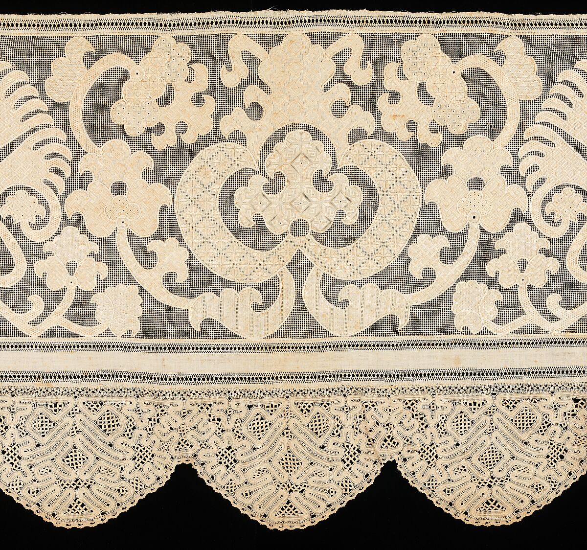 Bed curtain border, Linen, Russian