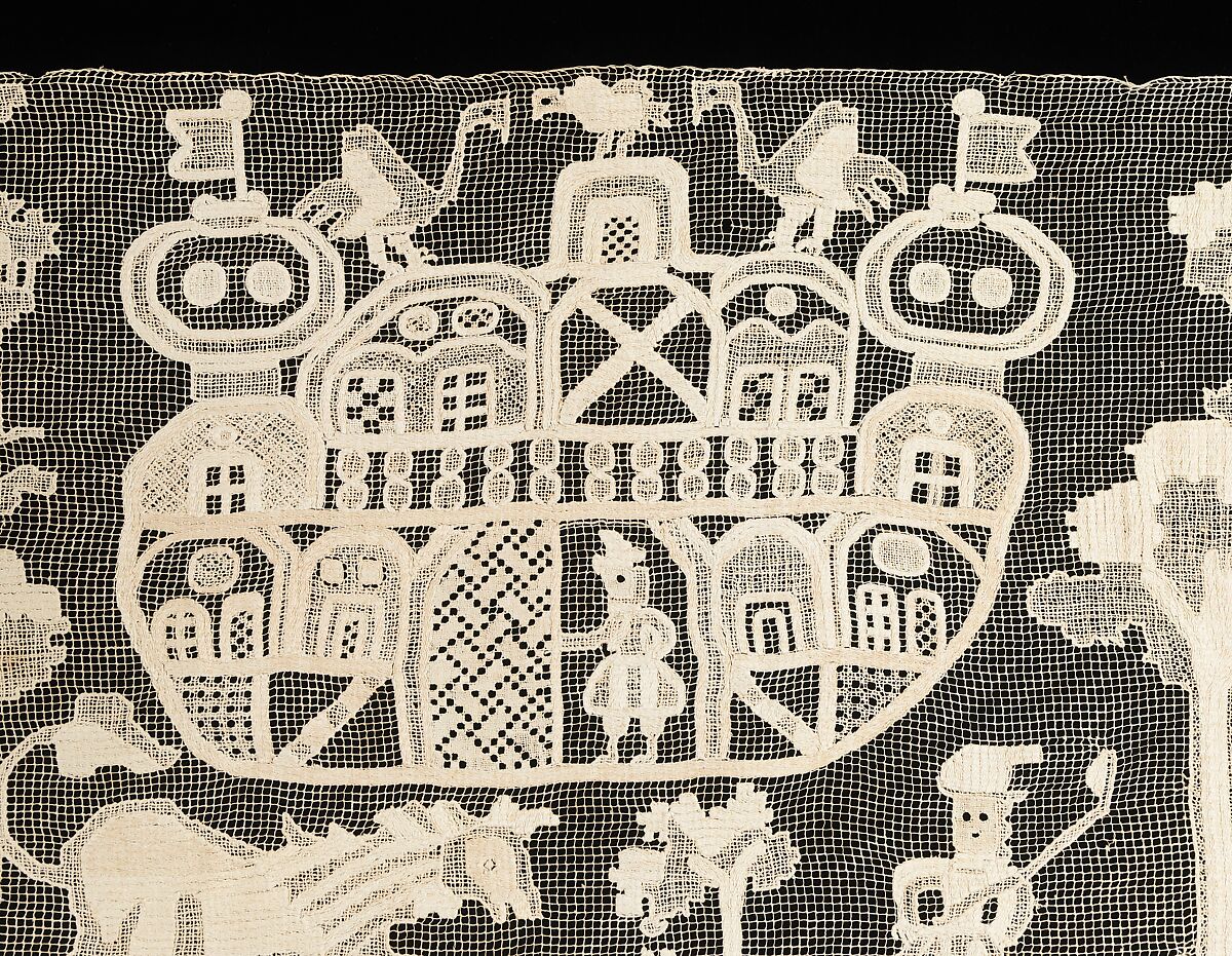 Bed curtain border, Linen, Russian