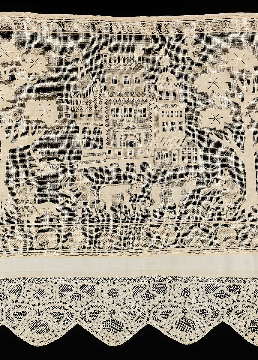 Bed curtain border, Linen, Russian