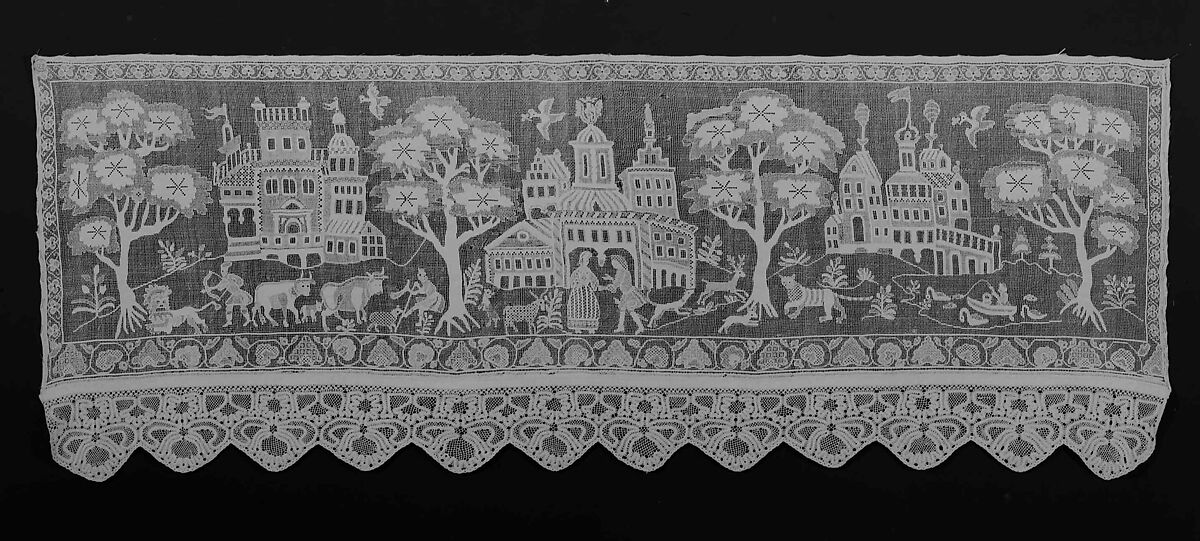 Bed curtain border, Linen, Russian