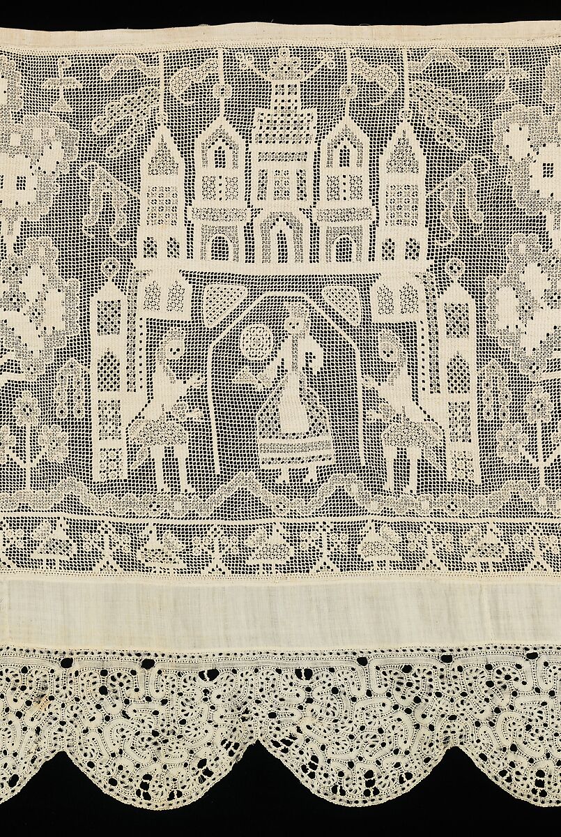 Bed curtain border, Linen, Russian