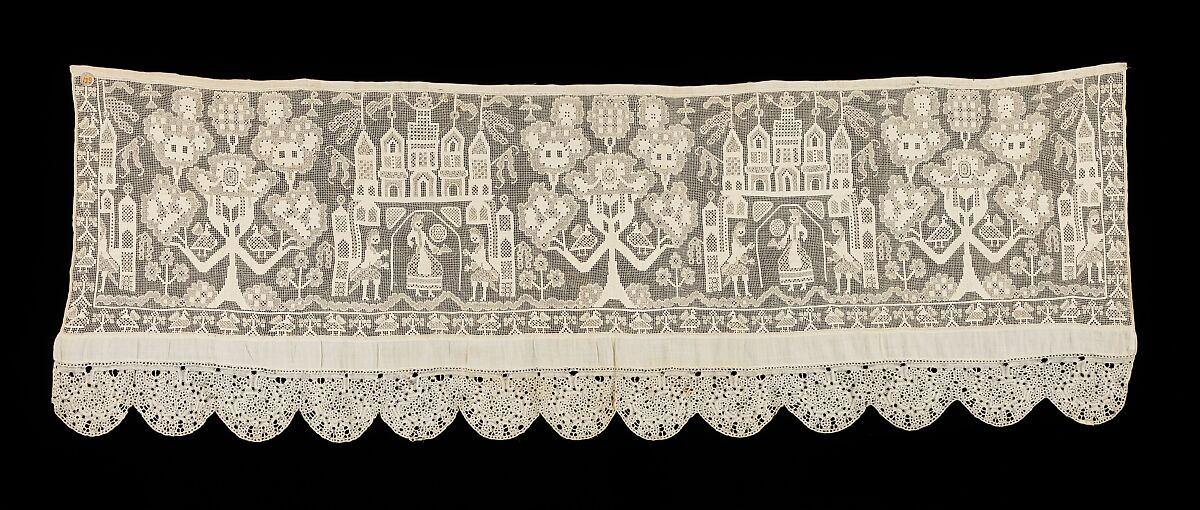 Bed curtain border, Linen, Russian 