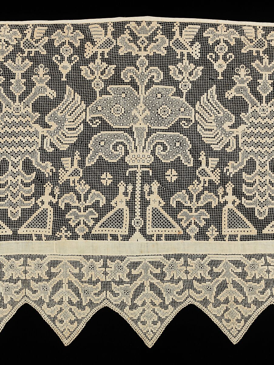 Bed curtain border, Linen, Russian