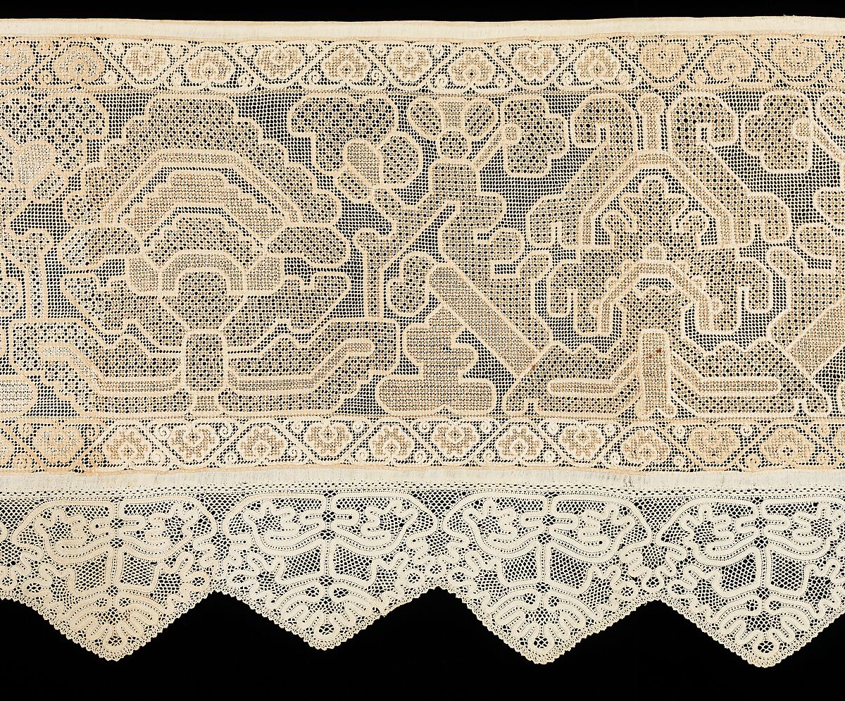 Bed curtain border, Linen, Russian