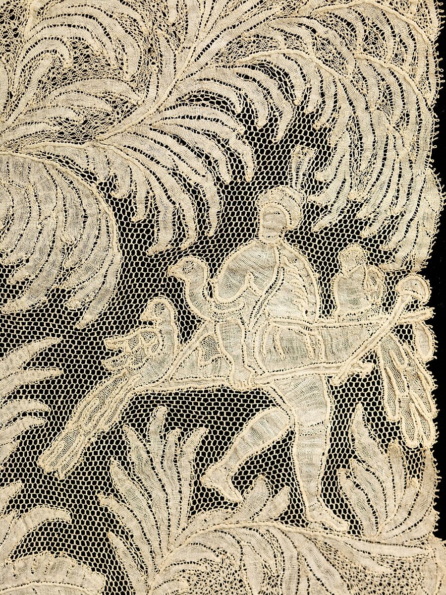 Cravat end, linen, Flemish